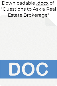 Downloadable .docx file for Questions to ask Real Estate Brokerage