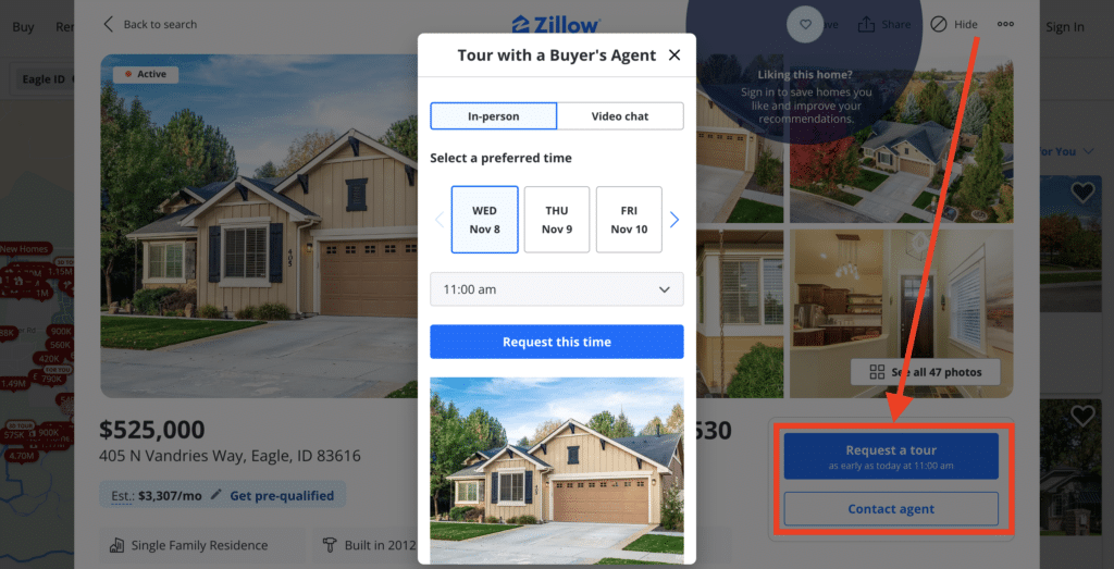Zillow's 'Request a Tour'